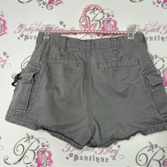 Dyna sport shorts cargos grey gray buttons buckles pockets vintage deadstock y2k - Picture 2 of 11